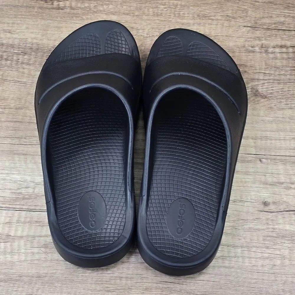 Oofos OOahh Slide Mens Size 12 Black Outdoor Sport Recovery Sandals